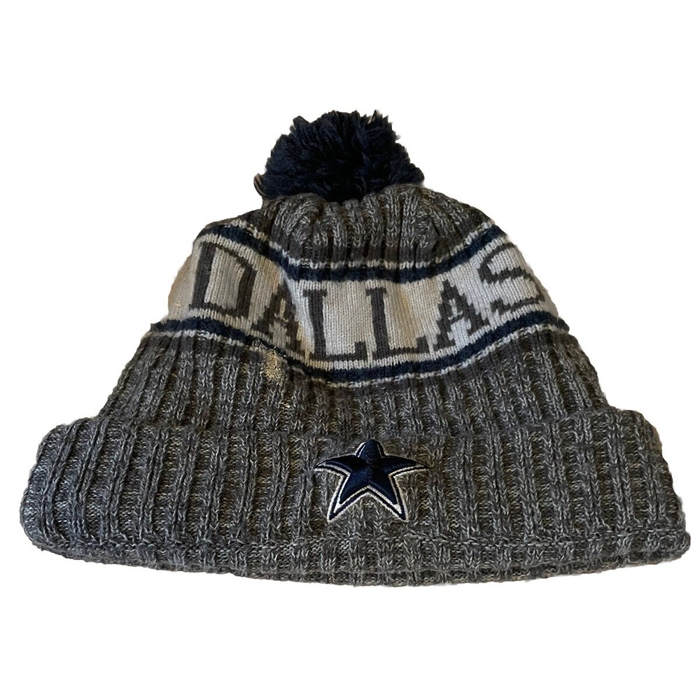 Dallas Cowboys Knit Beanie Hat Cuffed‎ Ski Cap Pom NFL Authentic New Era